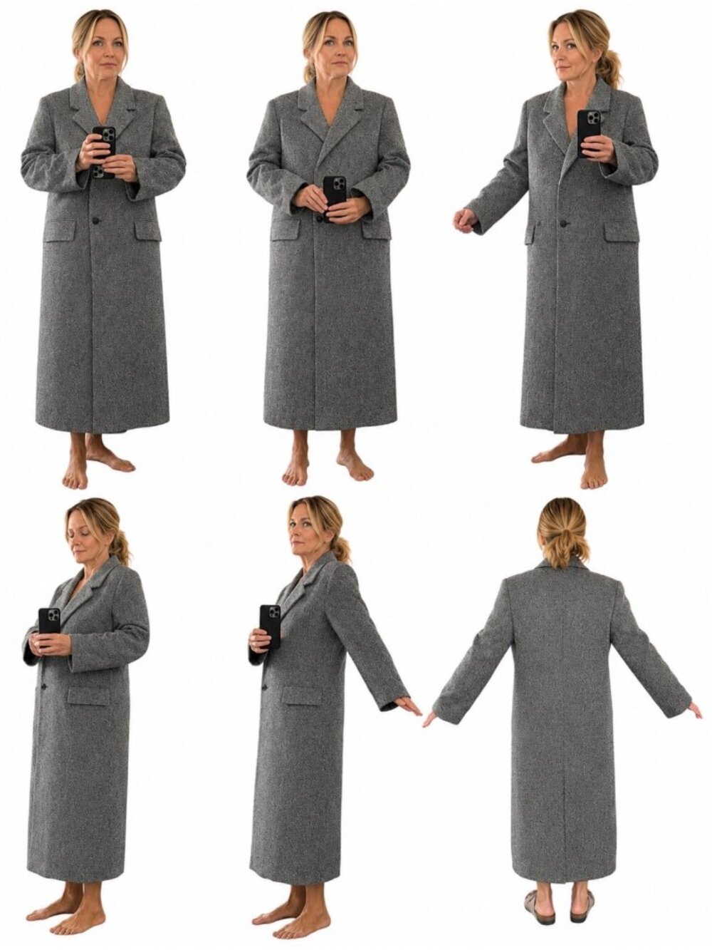 Forstmann Andover Tweeds Womens Long Wool Coat Size 16 White & Black Herringbone - Picture 8 of 8